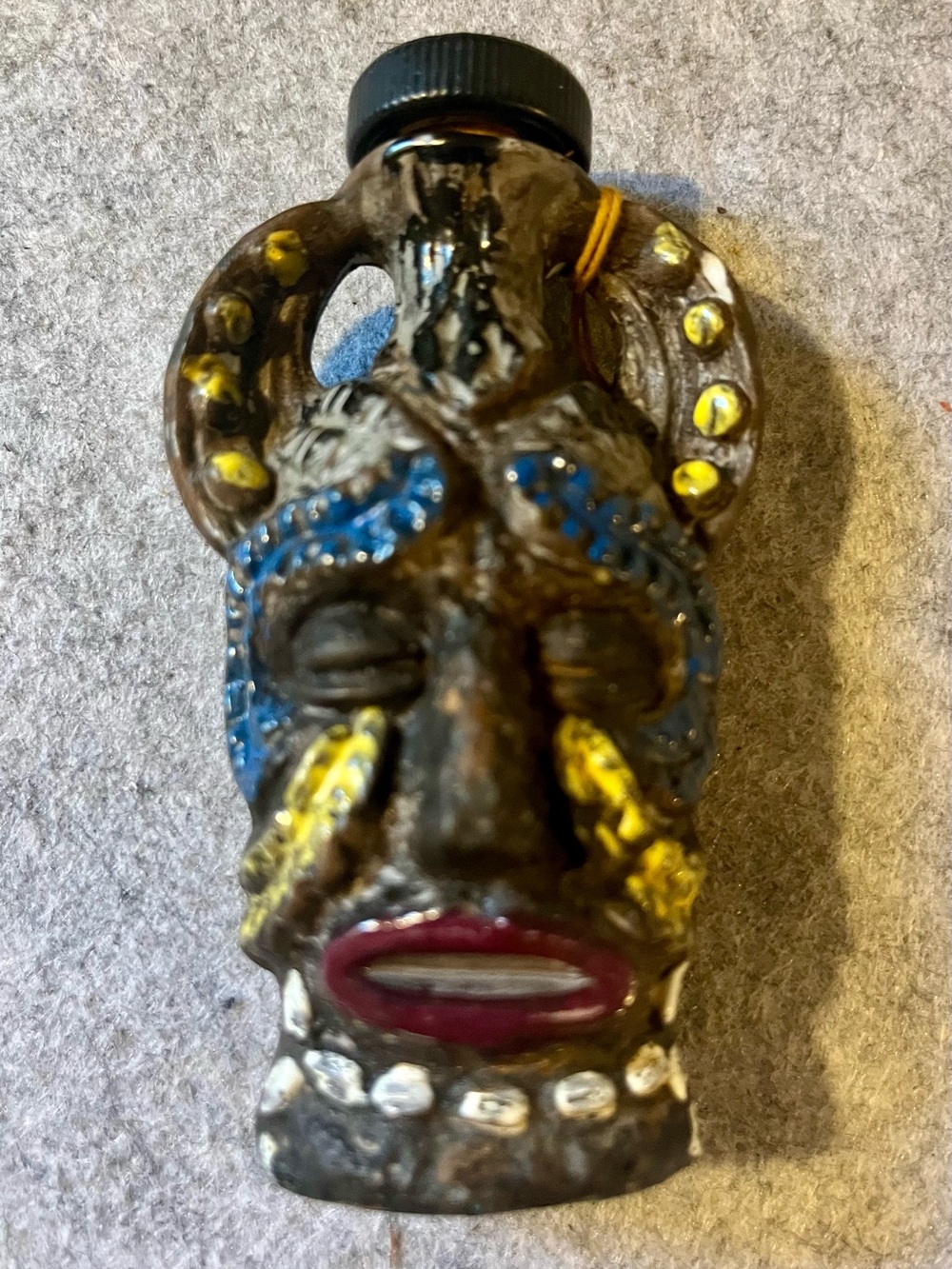 Vintage Italian Bralatta Demi Sec Liquor Bottle Tiki Head Tribal Decanter